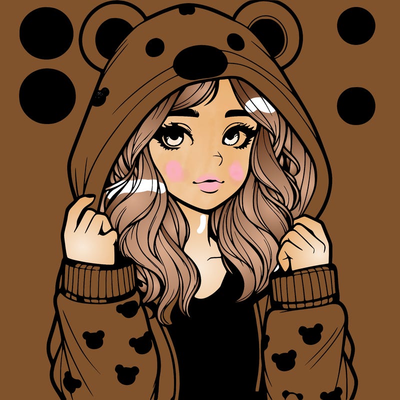 realistic girl in a animal pjs hoodie