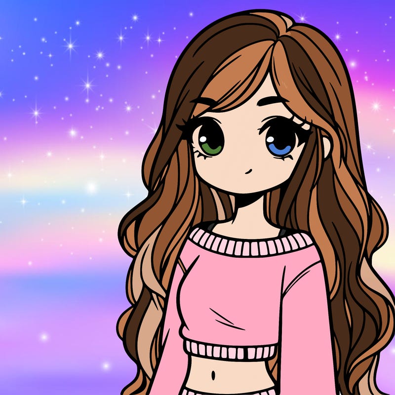 girl with long hair and a crop top with a sweater