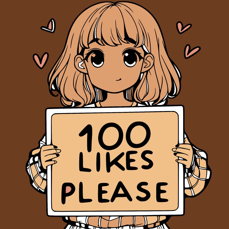 a girl holding a sign saying 100 likes please