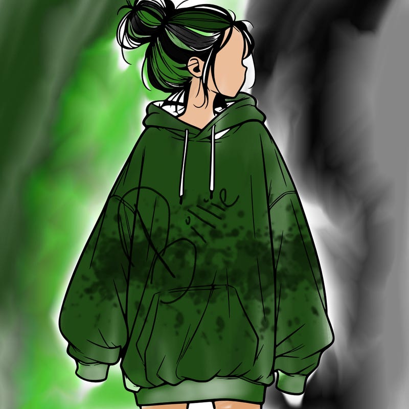 realistic girl with a oversized sweatshirt on and a bun