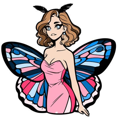 woman with moth wings