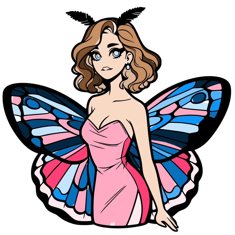 woman with moth wings