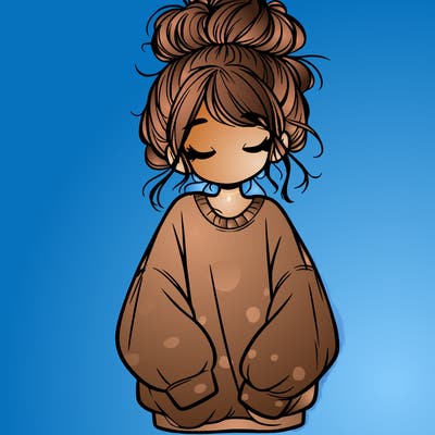 girl with baggy sweatshirt and messy bun