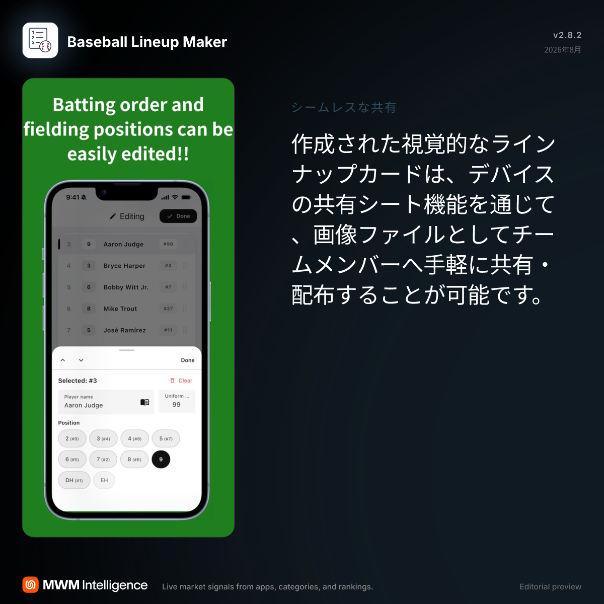 オーダー表作りました♪ 野球オーダー表 - スポーツアプリ | MWM