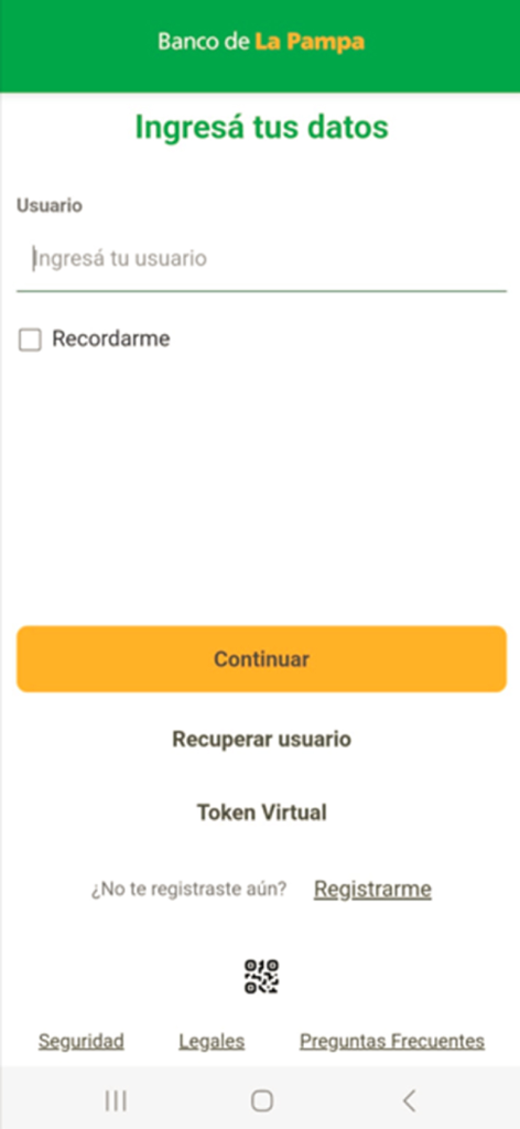 Pampa Digital - Empresas - Schermata di accesso dell'app mobile Pampa Digital Empresas per il banking aziendale