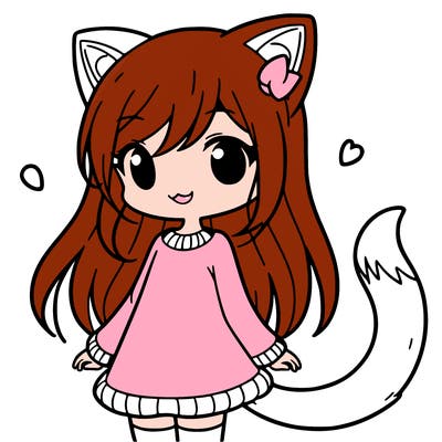 girl with cat ears and tail
