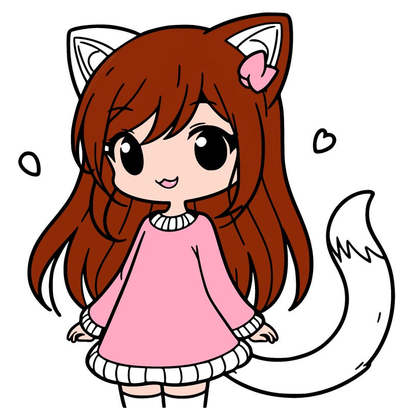 girl with cat ears and tail