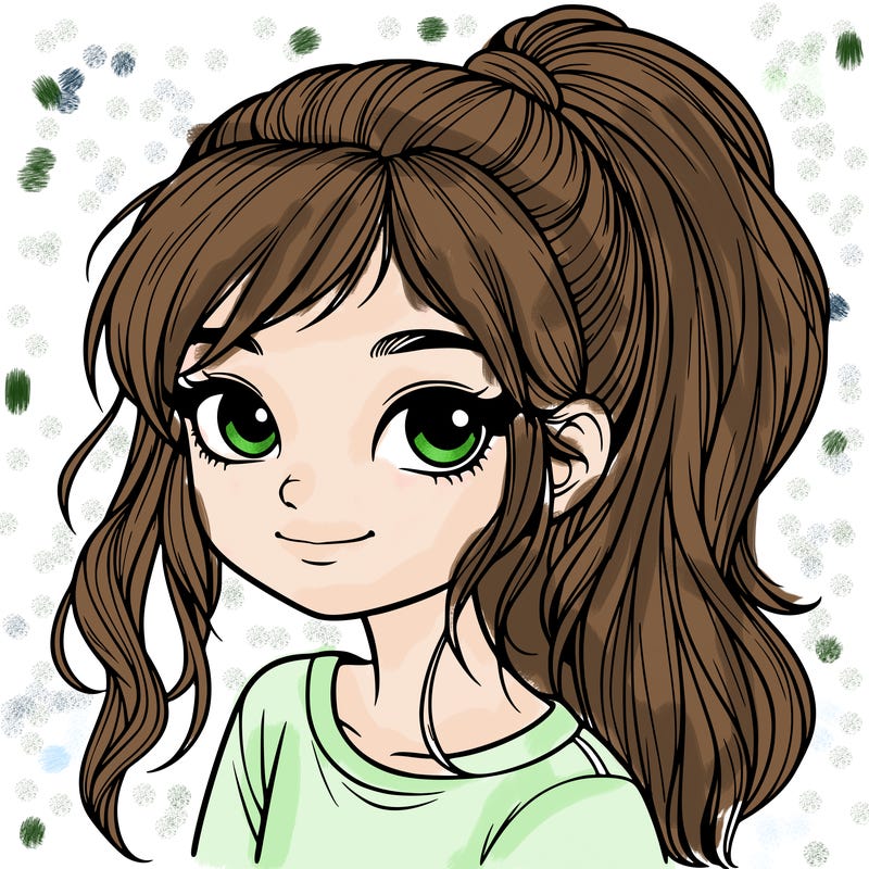 realistic girl with ponytail