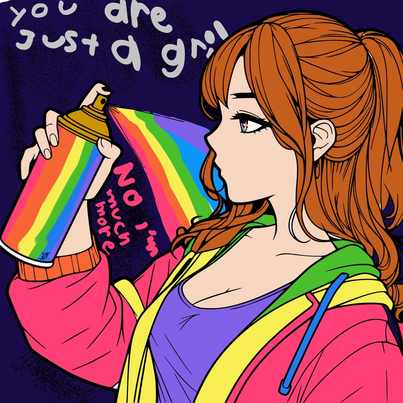 a realistic girl spray, painting