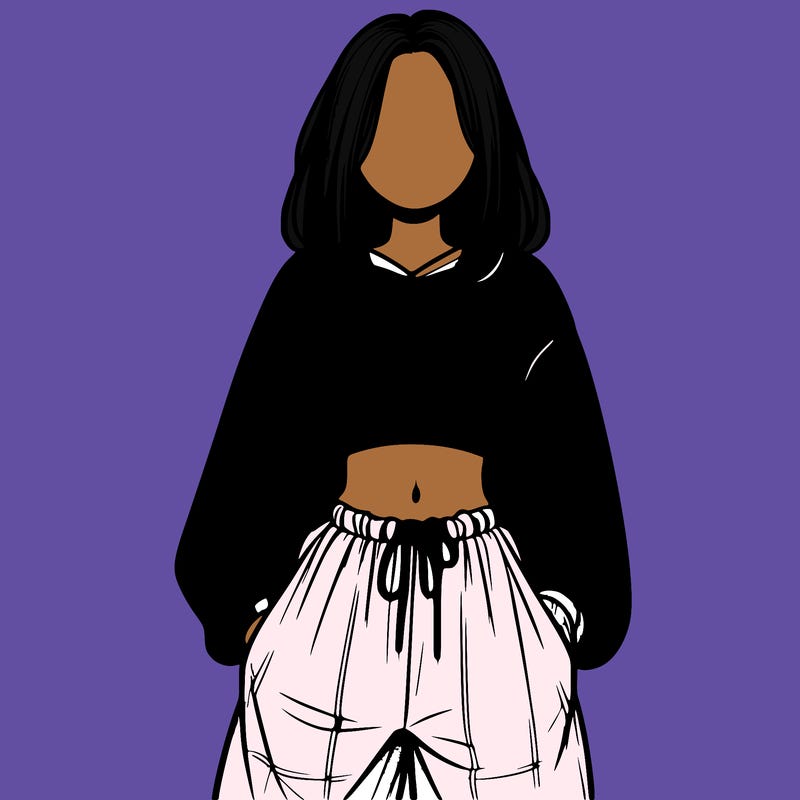 realistic girl faceless with baggy pants and a crop top