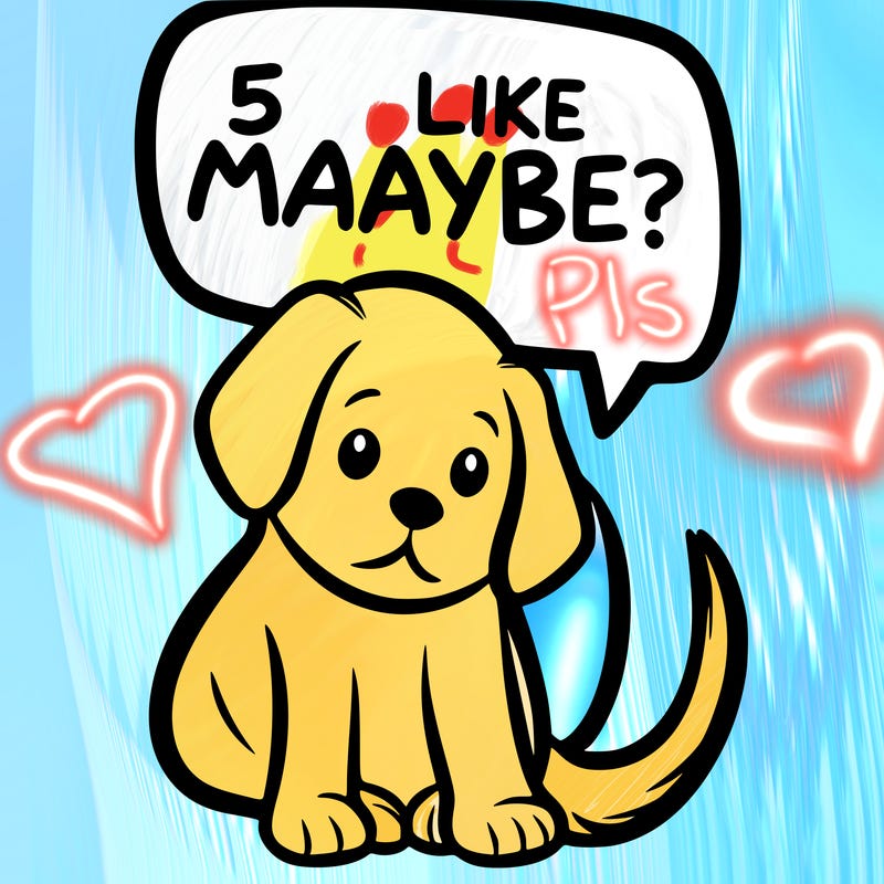 a puppy that says 5 like maybe