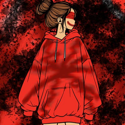 realistic girl with a oversized sweatshirt on and a bun