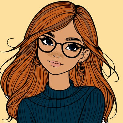realistic girl with glasses