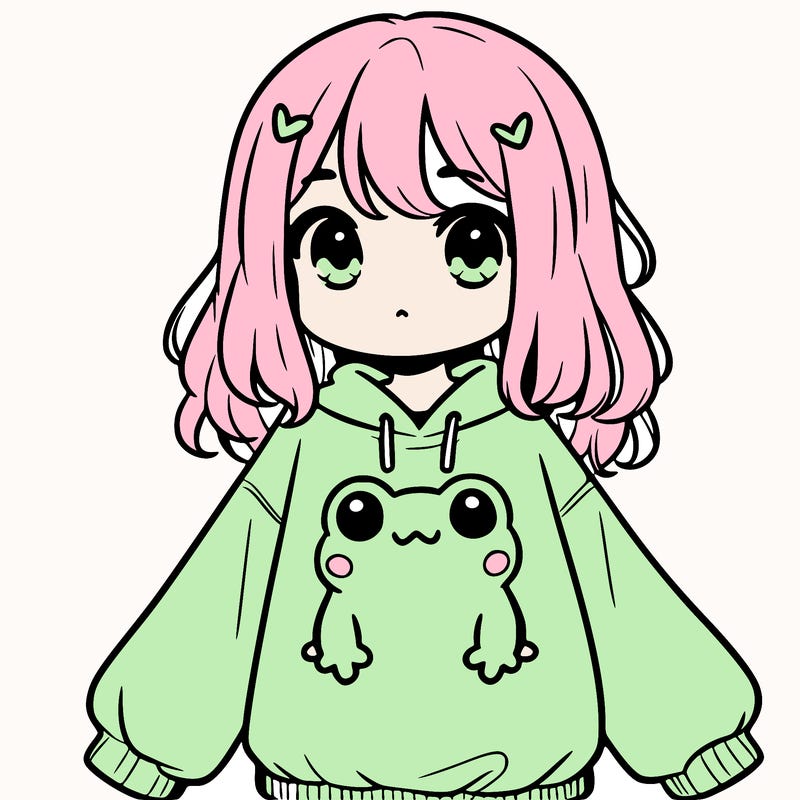 girl wearing frogging sweatshirt