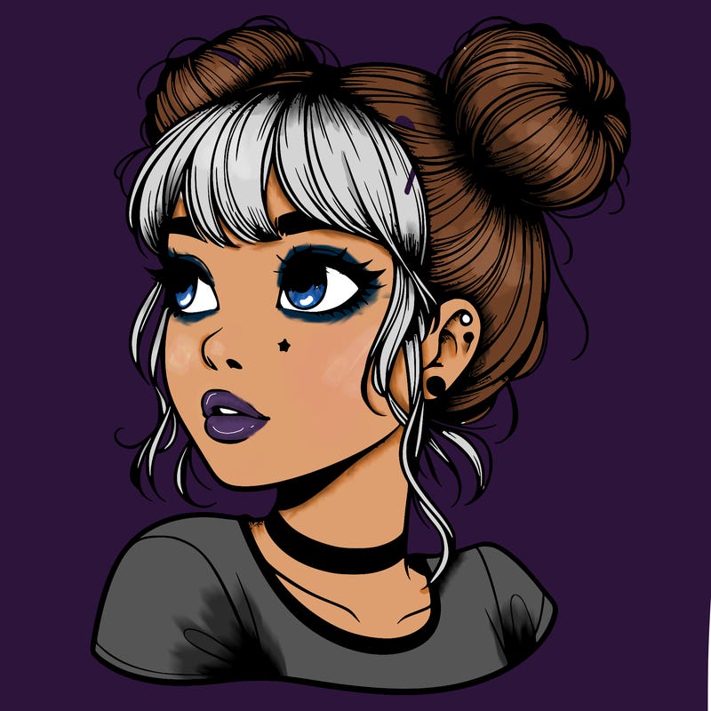 realistic girl with spacebuns