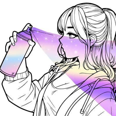 a realistic girl spray, painting