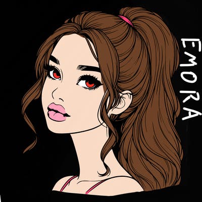 realistic girl with a ponytail on her hair and lips