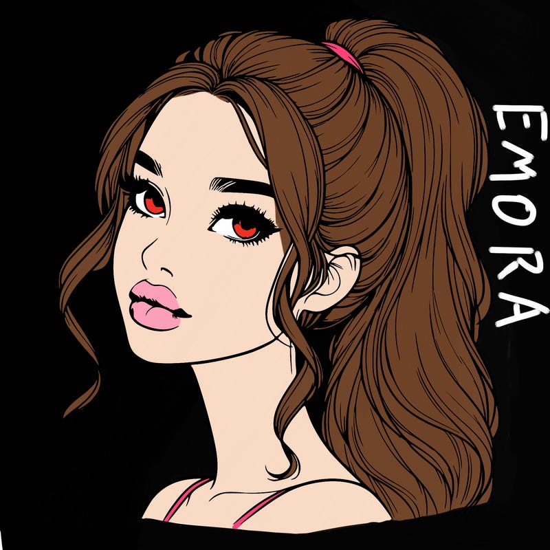 realistic girl with a ponytail on her hair and lips