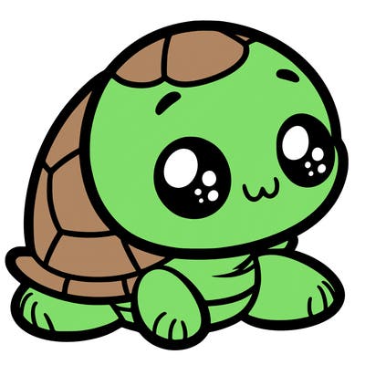 cute little animated turtle
