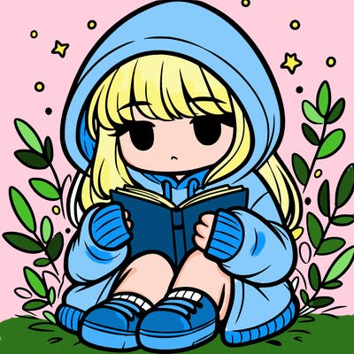 girl in oversized hoodie reading a book