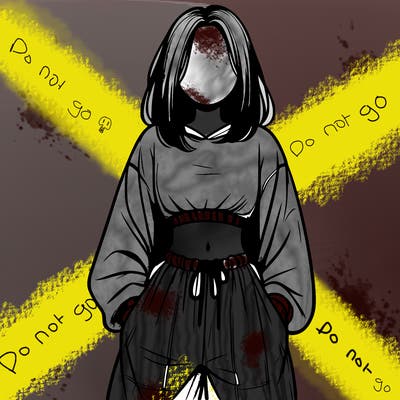 realistic girl faceless with baggy pants and a crop top