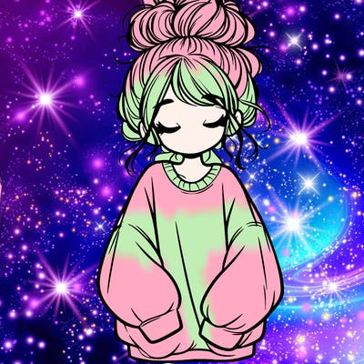 girl with baggy sweatshirt and messy bun