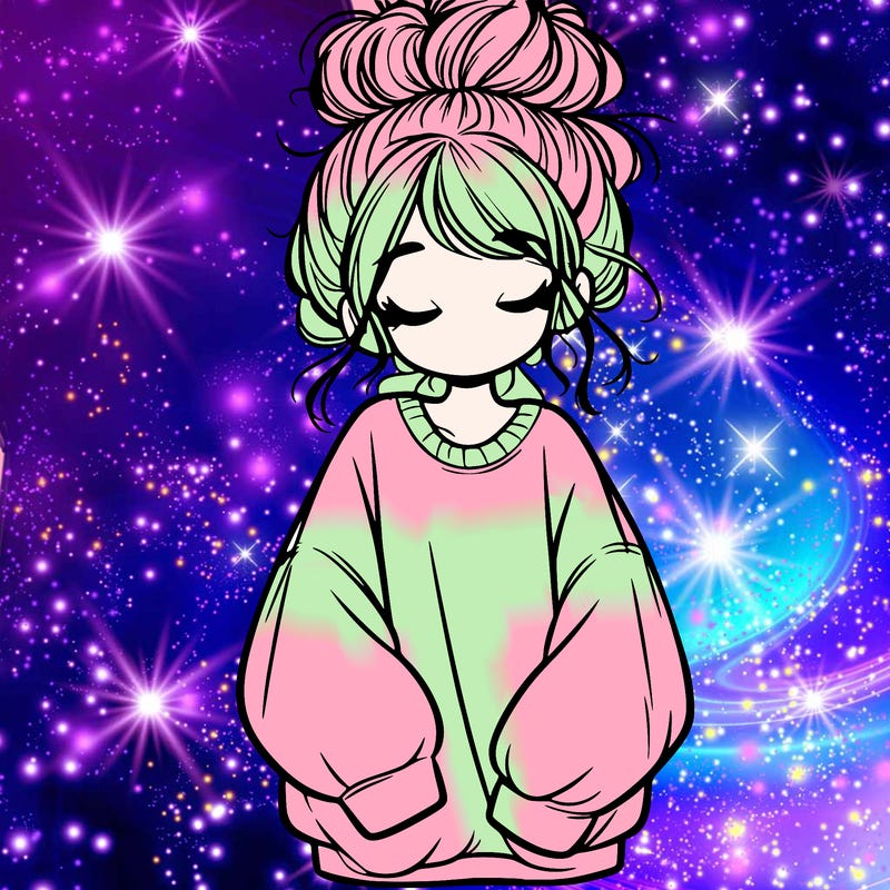 girl with baggy sweatshirt and messy bun