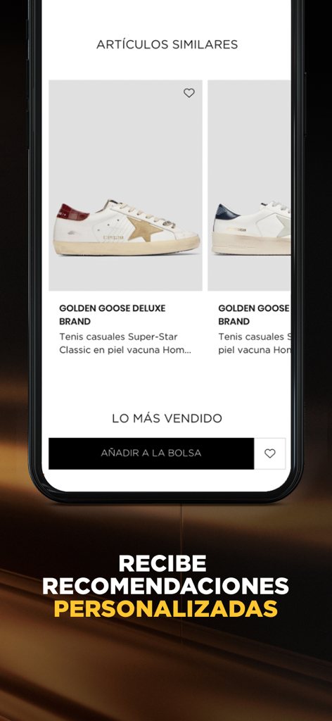 El Palacio de Hierro - 명품 패션 아이템에 대한 개인화된 쇼핑 추천을 보여주는 Mi Palacio 앱 화면
