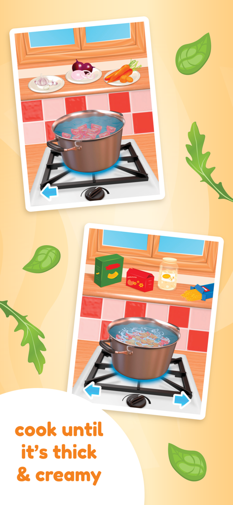 A digital kitchen stove with a boiling pot of soup showing fresh vegetables being cooked