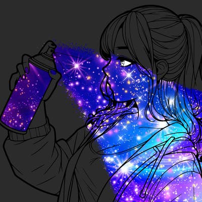 a realistic girl spray, painting