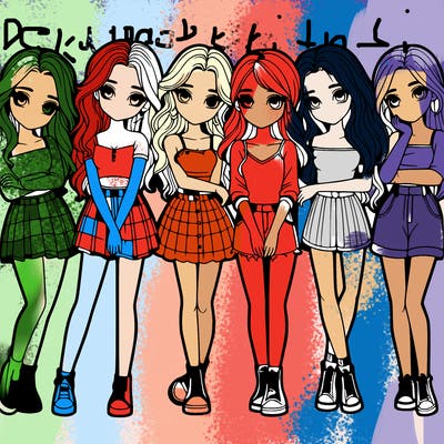 a group of girls realistic