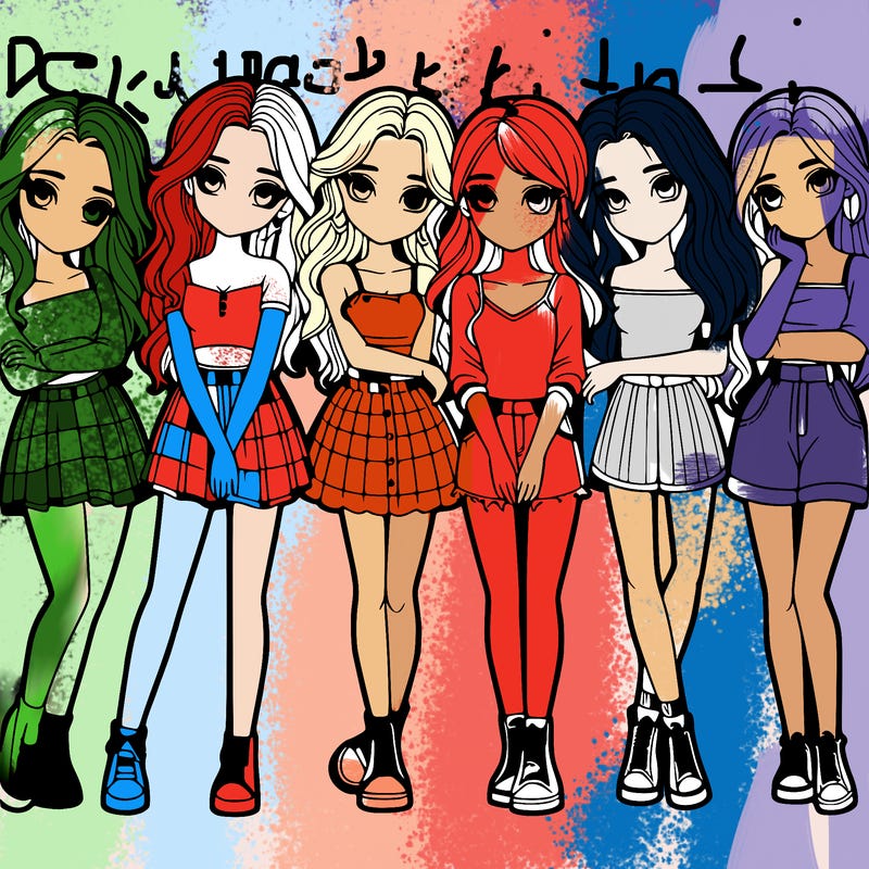 a group of girls realistic