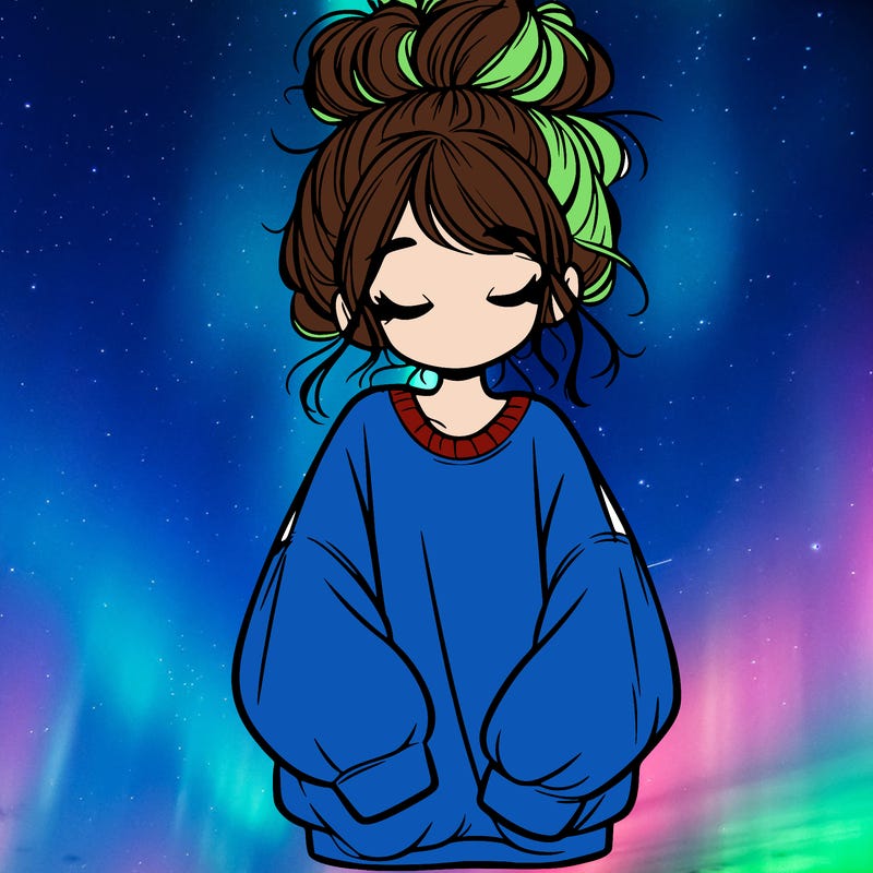 girl with baggy sweatshirt and messy bun