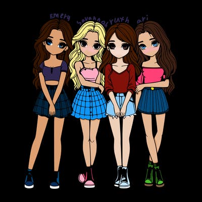 a group of girls realistic