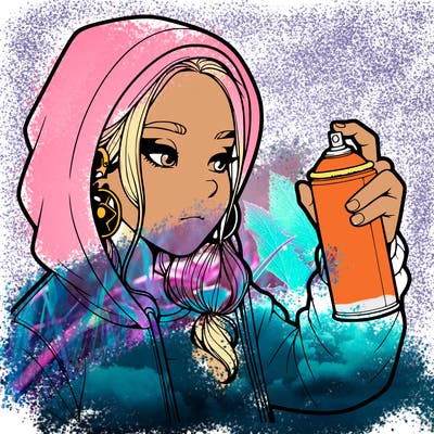 a realistic girl, spray painting
