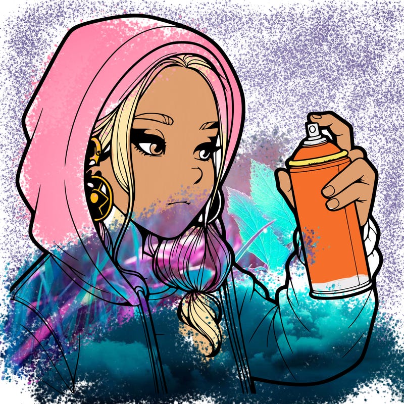a realistic girl, spray painting