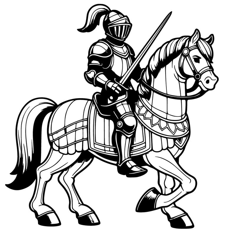realistic knight on a horse