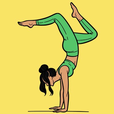 a woman doing a handstand