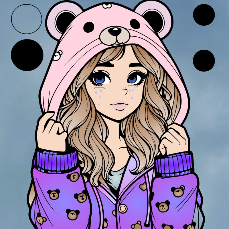 realistic girl in a animal pjs hoodie