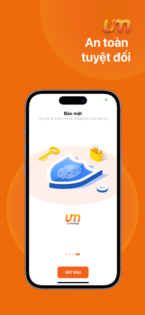 u-money - u-money mobile app security screen showing biometric fingerprint and lock icons