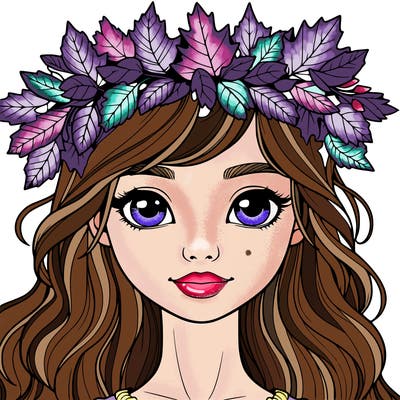 realistic girl with fall leaf crown