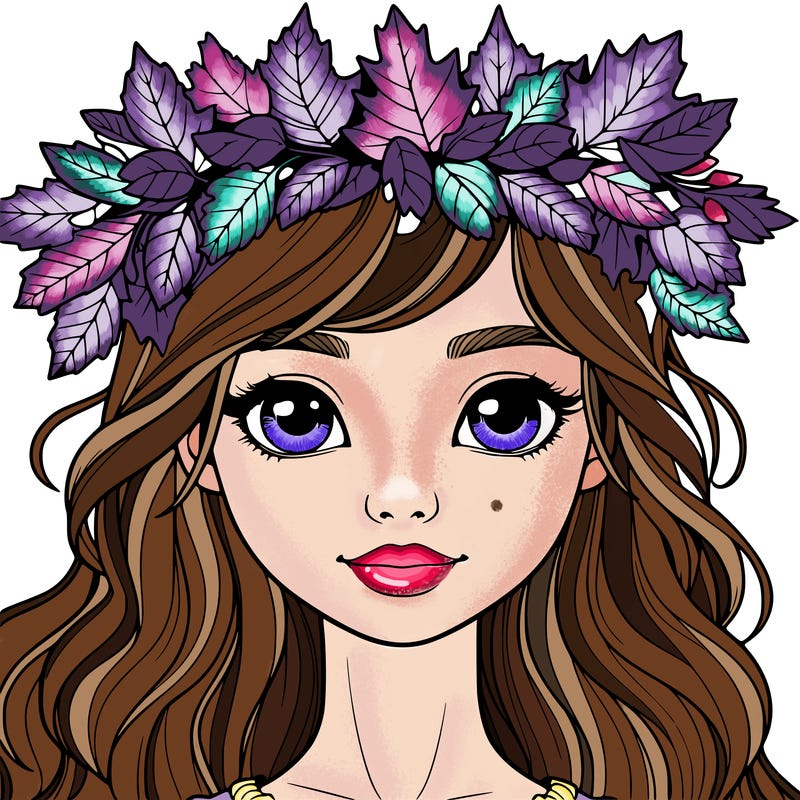 realistic girl with fall leaf crown