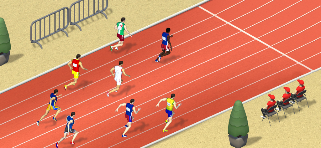 Sprinter Heroes - Two Players - Athletes competing in a track and field sprint on a red running track