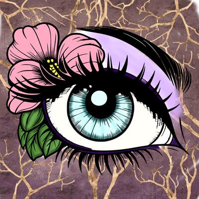 realistic eye with flower