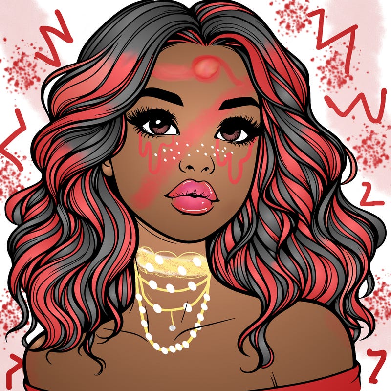 realistic girl with wavy hair and lips