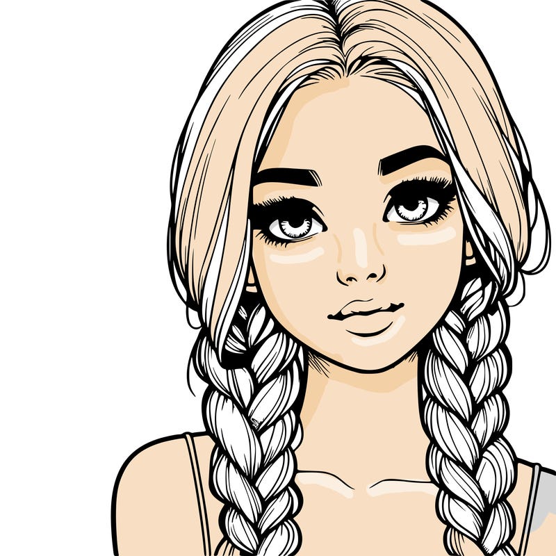 realistic girl with braids