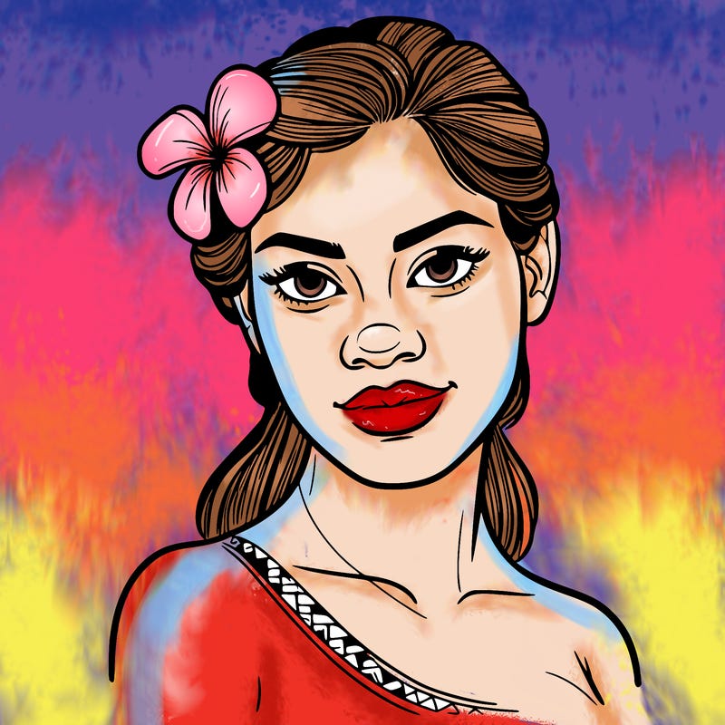 a realistic polynesian woman with a samoan pacific look and a taupou