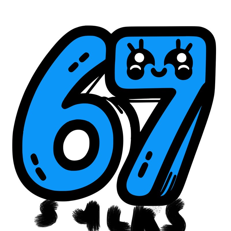 the numbers 67