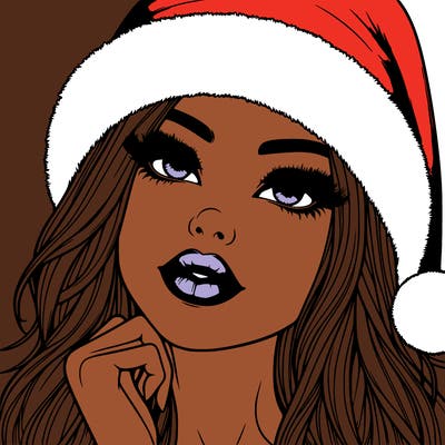 realistic christmas girl with lips
