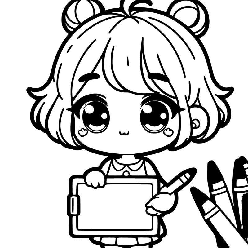 cute girl with a board with small hair